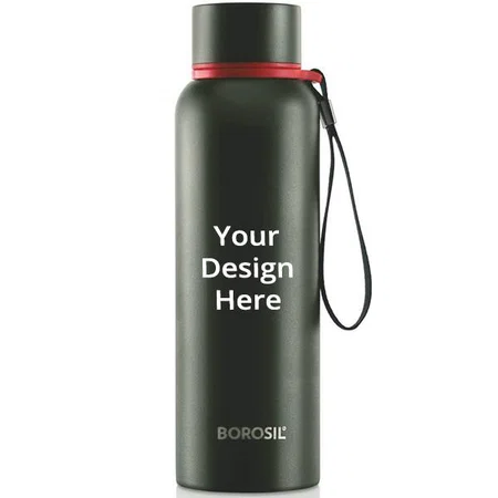 Dark Green Customized Borosil Stainless Steel Hydra Trek Vacuum Insulated Flask Water Bottle, 850 ML