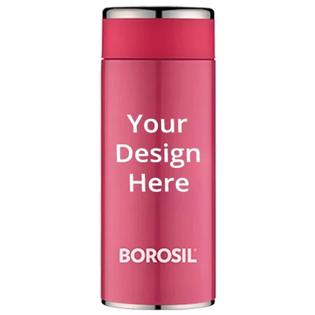 Pink Customized Borosil Stainless Steel Hydra Travel Smart Vacuum Insulated Flask Water Bottle, 260 ML