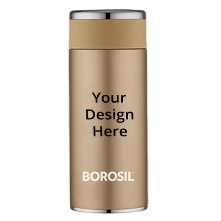 Rose Gold Customized Borosil Stainless Steel Hydra Travelsmart Vacuum Insulated Flask Water Bottle, 200 ML