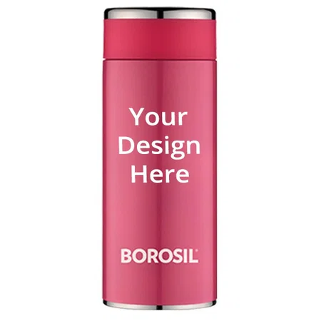Pink Customized Borosil Stainless Steel Hydra Travelsmart Vacuum Insulated Flask Water Bottle, 360 ML