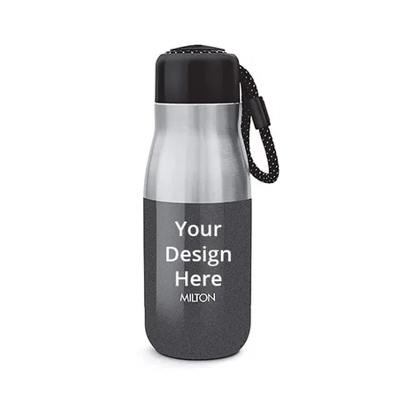 Black Customized Milton Thermosteel Water Bottle, 369 ml