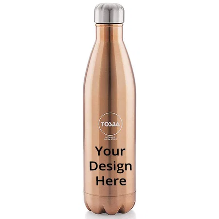 Rose Gold Customized Double Wall Vacuum Insulated Flask Water Bottle Stainless Steel 750 ml