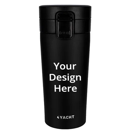 Black Customized Vacuum Insulated Stainless Steel Double Wall Thermos Flask Travel Mug (400 ml)