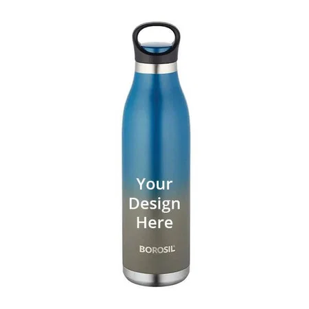Blue Customized Borosil Stainless Steel, Vacuum Insulated Flask Water Bottle, 700 ML