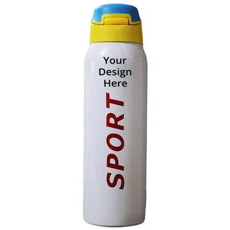 White Customized Double Wall Stainless Steel Thermo Flask Sport Insulated Straw Water Bottle (500 ml)