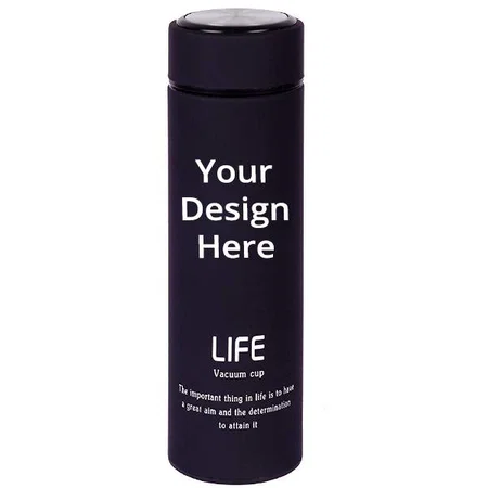 Black Customized Double Wall Vacuum Insulated Stainless Steel Flask, BPA Free (450 ml)