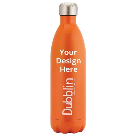 Orange Customized Stainless Steel Double Wall Vacuum Insulated, BPA Free Water Bottle, 1 Litres