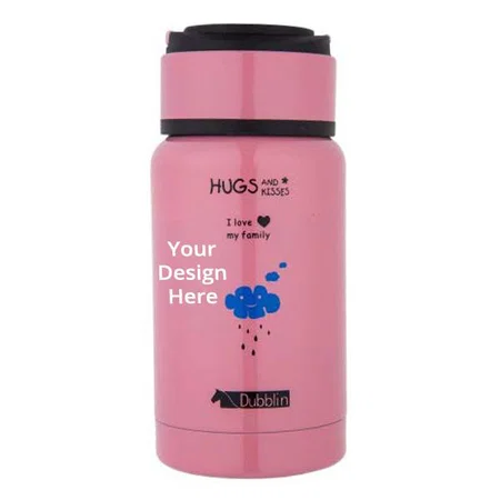 Pink Customized Stainless Steel Double Wall Vacuum Insulated, BPA Free Water Bottle (180 ml)