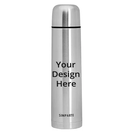 Silver Customized Stainless Steel Insulated Bottle with Flip Lid and Cover (500 ml)