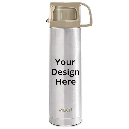 Grey Customized Milton Thermosteel 24 Hours Hot and Cold Water Bottle with Drinking Cup Lid (350 ml)