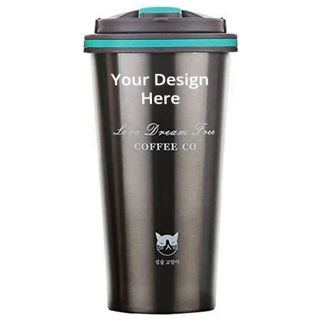 Black Customized Vacuum Flask Double Wall Stainless Steel Thermos Mug with Handle, Tumbler (500 ml)