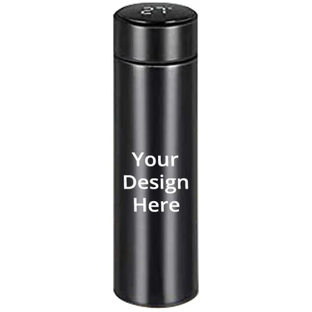 Black Customized Stainless Steel Insulated Hot & Cold Thermos Bottle with Temperature Display (500 ml)