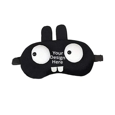 Black Customized Rabbit Sleep Mask with Cooling Pack