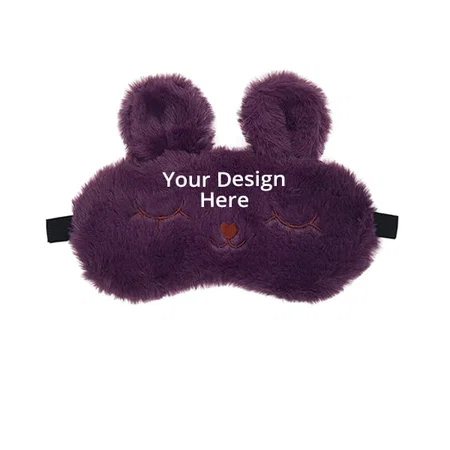 Purple Customized Fur Bunny Sleeping Eye Shade Mask Cover With Gel
