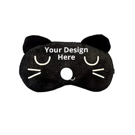 Black Cat Customized Animal Design Sleeping Eye Mask Shade With Adjustable Strap