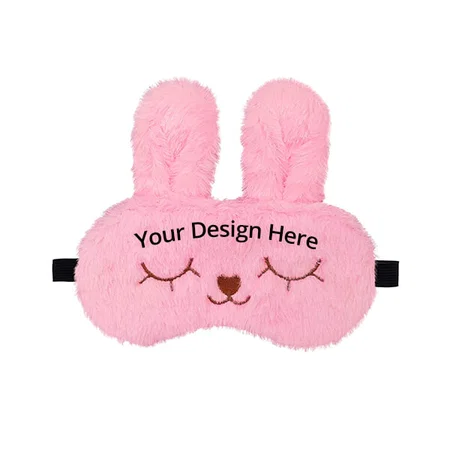 Pink Customized Cute Fur Bunny Sleeping Eye Mask