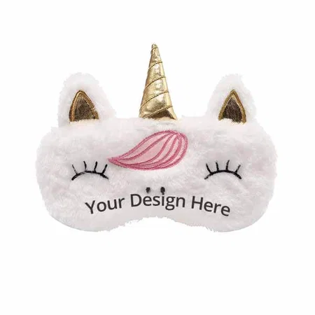 White Customized Unicorn Fur Eye Mask