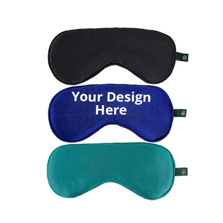 Multicolour Customized Premium Mulberry Silk Eye Mask (Green, Black, Blue)(Set of 3)