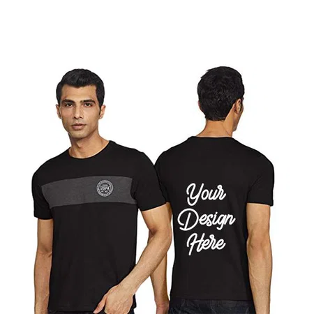 Black Customized Men's Comfort Fit Solid Cotton Viscose Poly USPA Logo Graphic Printed T-Shirt