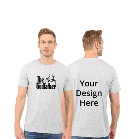 Grey Customized The Godfather Graphic Printed T-Shirt for Men