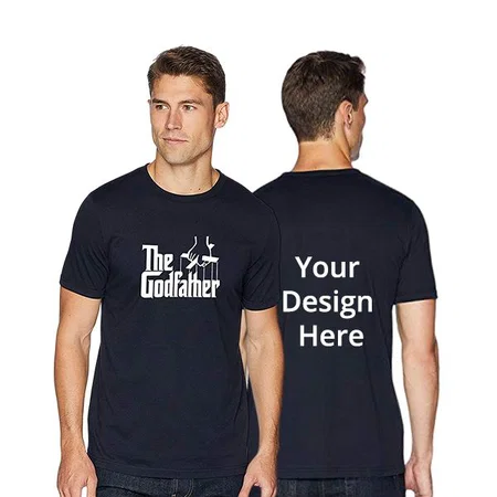 Navy Blue Customized Godfather Graphic Printed T-Shirt