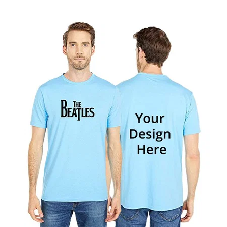Sky Blue Customized Beatles Graphic Printed T-shirt