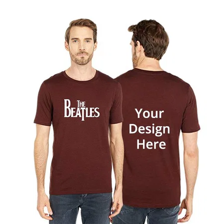 Maroon Customized Beatles Graphic Printed T-Shirt