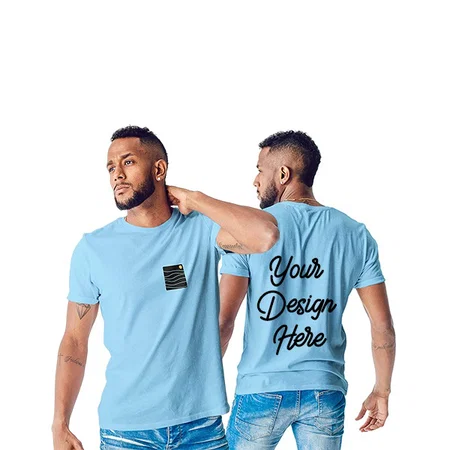 Sky Blue Customized Ocean and Moon Printed T-Shirt for Men