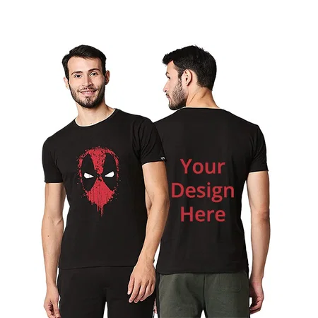 Black Customized Super-Hero Design Graphic Printed T-Shirt for Men