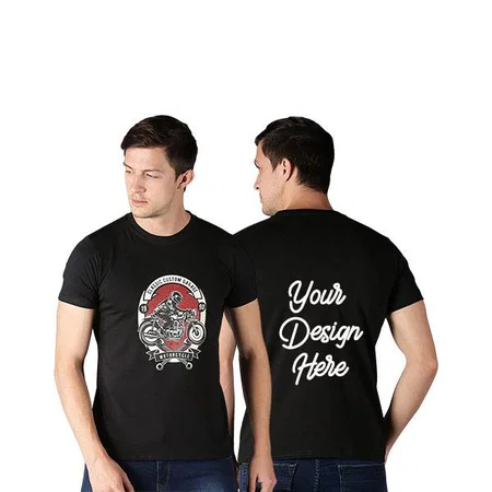 Black Customized Men's Regular Fit Round Neck Graphic T-Shirt