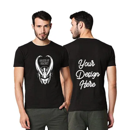 Black Customized Cotton Graphic Printed T-Shirt for Men Glow in Dark
