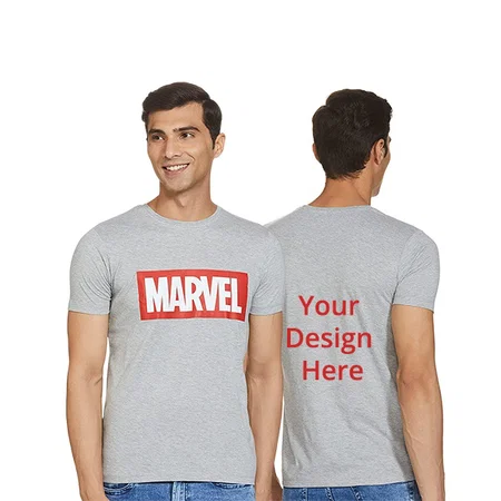Grey Customized Graphic Printed Regular Round Neck T-Shirt