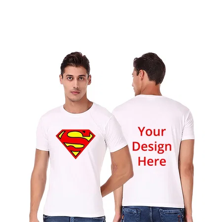 White Customized Super- Hero Design Graphic Printed Cotton T-Shirt for Men