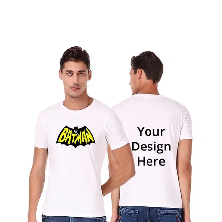White Customized Super- Hero Design Graphic Printed Cotton T-Shirt for Men
