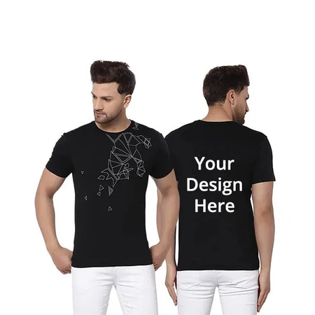 Black  Customized Men's Line Art Design Graphic T-Shirt