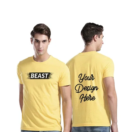 Yellow Customized Men's Beast Graphic Printed T-Shirt