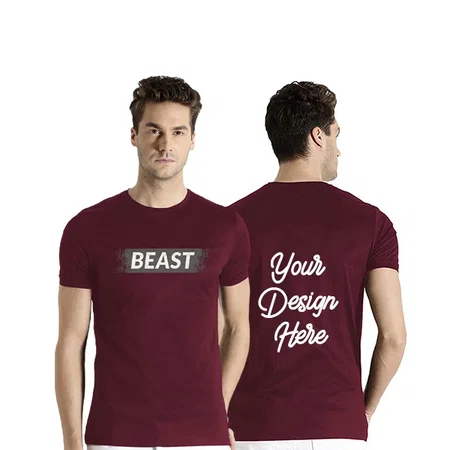 Maroon Customized Men's Beast Graphic Printed T-Shirt