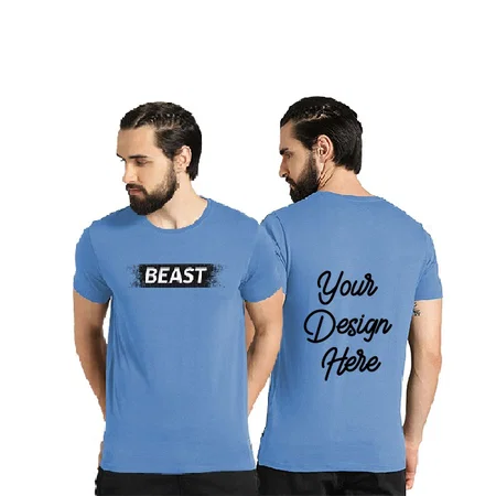 Sky Blue Customized Men's Beast Graphic Printed T-Shirt