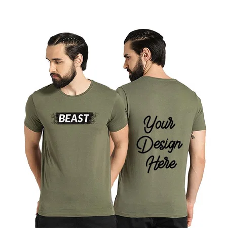 Olive Green Customized Men's Beast Graphic Printed T-Shirt