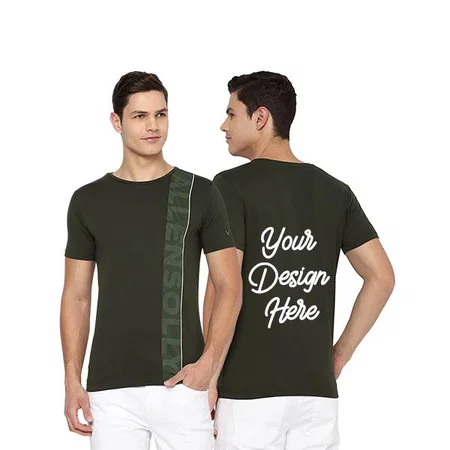 Olive Green Customized Allen Solly Men's Graphic Printed Slim Fit T-Shirt