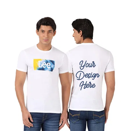 White Customized Men's Lee Graphic Printed Slim Fit T-Shirt