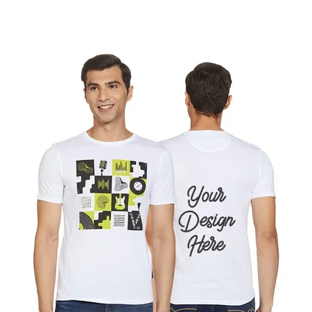 White Customized Men's Van Heusen Printed T-Shirt