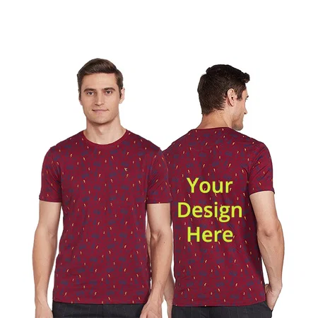 Maroon Customized Men's Ven Heusen Graphic Printed T-Shirt