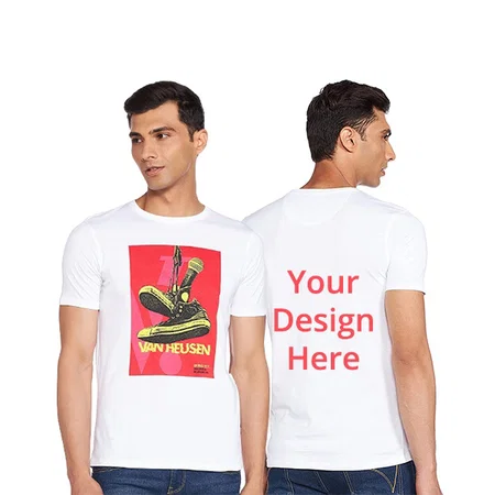 White Customized Van Heusen Graphic Printed T-Shirt