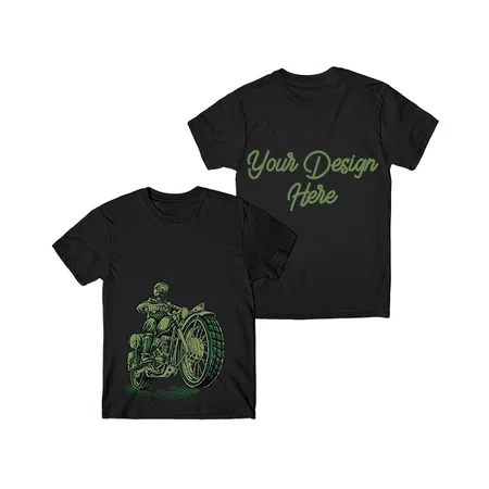 Black Customized Moto Racer Graphic Printed T-shirt for Men