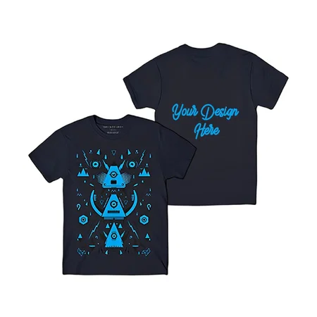 Navy Blue Customized Cotton Graphic Printed T-Shirt for Men