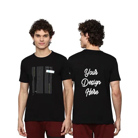 Black Customized Allen Solly Men's Graphic Fitted T-Shirt