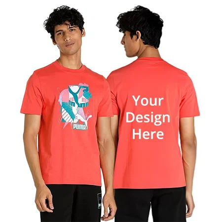 Red Customized Puma Men's Regular Fit T-Shirt