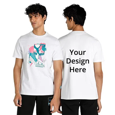 White Customized Puma Men's Regular Fit T-Shirt