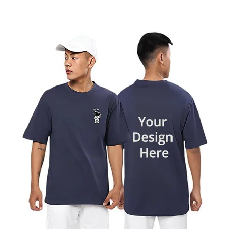 Blue Customized Astronaut Graphic Printed Cotton Oversized T-Shirt